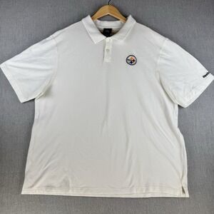 NFL Pittsburgh Steelers Team Apparel Polo Shirt Short Sleeve White Logo Mens 2XL